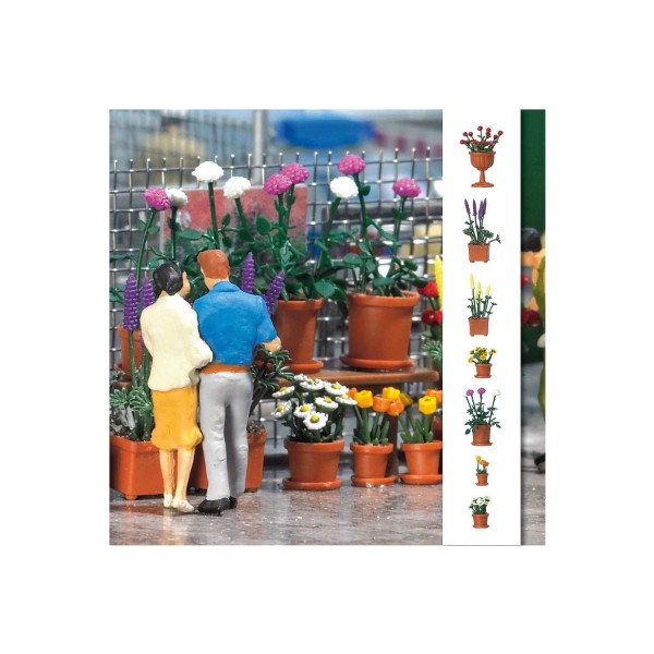 Modélisme : Set de pots avec fleurs - Busch-BUE1209