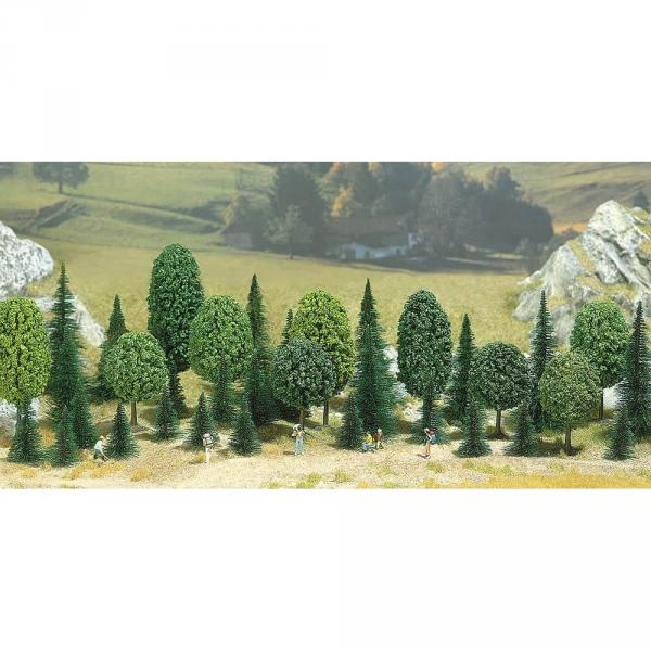 Modélisme N/Z : Accessoires de décor : 35 arbres assortis - Busch-BUE6590