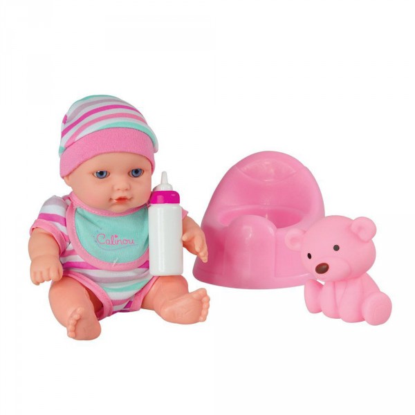 Bébé 20 cm avec pot rose et accessoires - Calinou-CAL16433-2