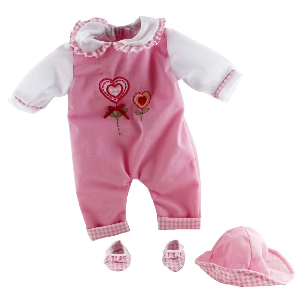 Vêtement pour Bébé 46 cm : Combinaison rose et blanche - Calinou-LI55004-6