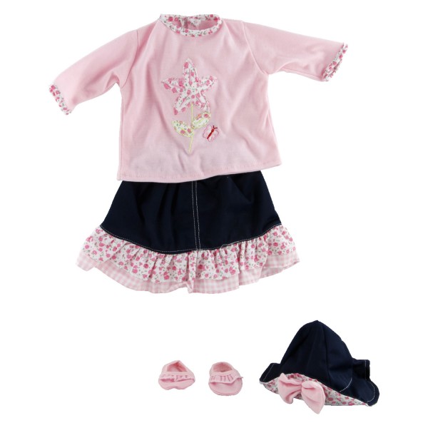 Vêtement pour Bébé 46 cm : Tenue avec jupe - Calinou-LI55004-3