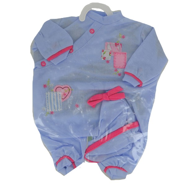 Vêtements pour poupée de 42 cm : Pyjama bleu avec bonnet assorti - Calinou-LI55003-11