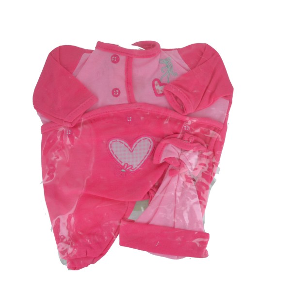 Vêtements pour poupée de 42 cm : Pyjama rose avec bonnet assorti - Calinou-LI55003-10