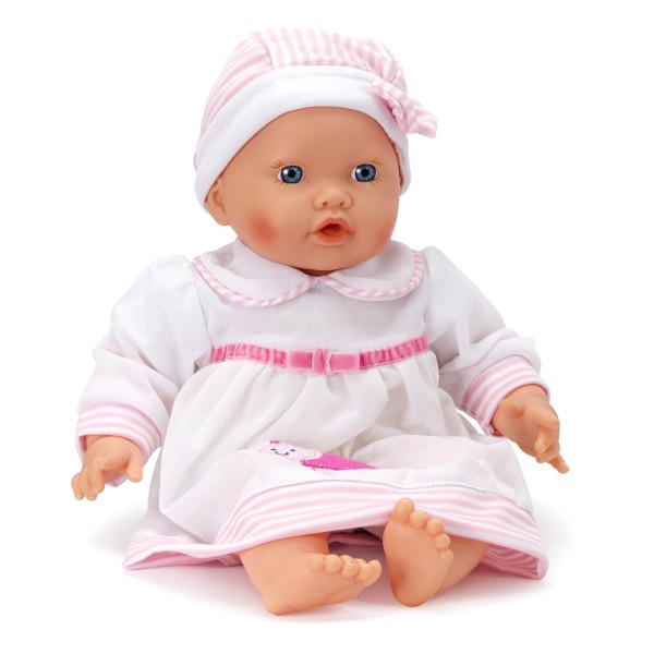 Vêtements pour poupée de 46 cm : Robe Rose et Blanche avec bonnet - Calinou-LI55003-5