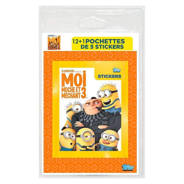 Pochette stickers Minions : 12 + 1 pochettes de 5 stickers - Cartamundi-130006601