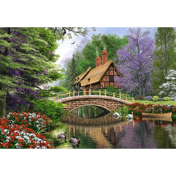 Puzzle 1000 pièces : Le cottage de la rivière - Castorland-102365