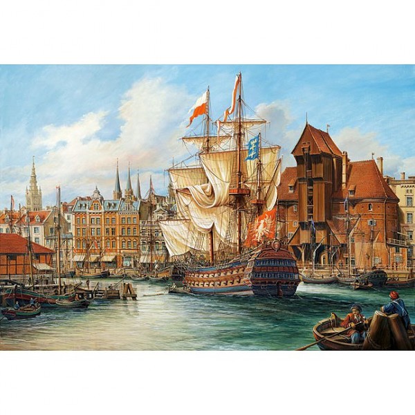 1000 Teile Puzzle: Der Hafen von Danzig, Polen - Castorland-102914