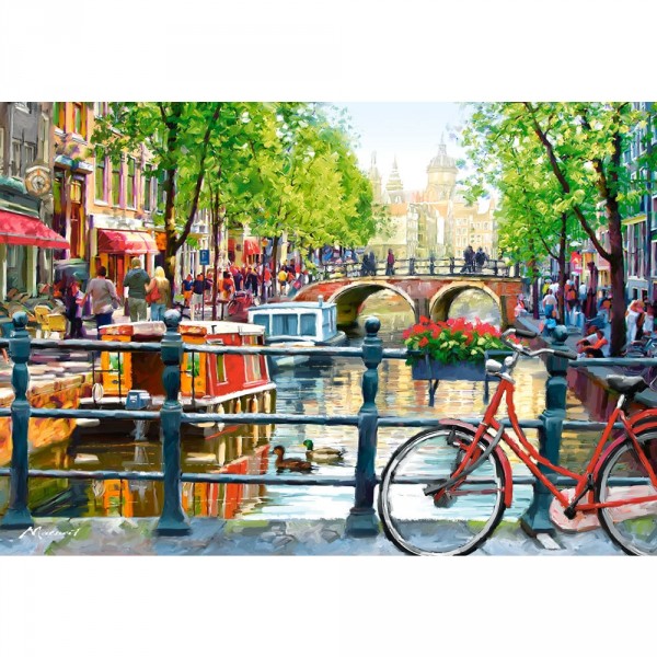 Puzzle 1000 pièces : Paysage d'Amsterdam - Castorland-103133