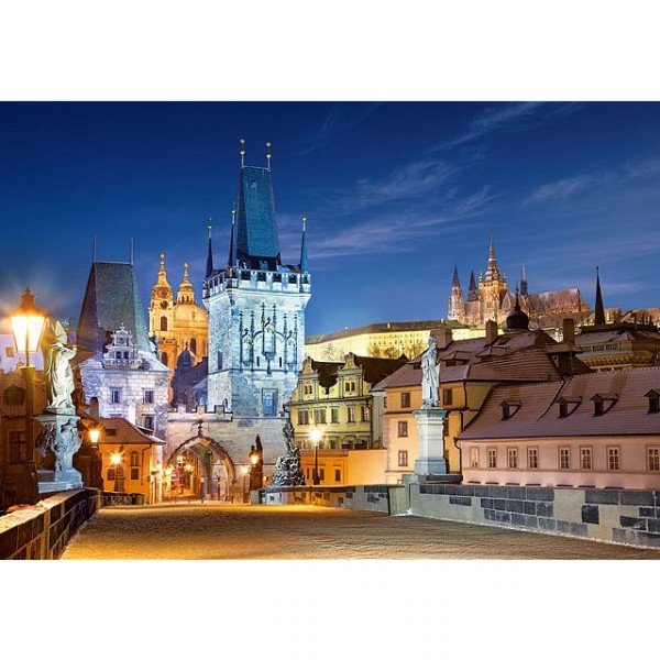 Puzzle 1000 pièces : Pont Charles de nuit, Prague - Castorland-102754