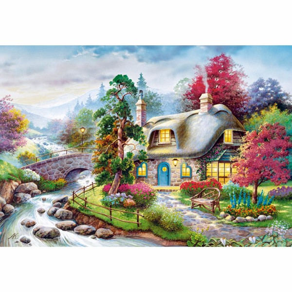 Puzzle 1000 pièces - Cottage au bord de la rivière - Castorland-101047