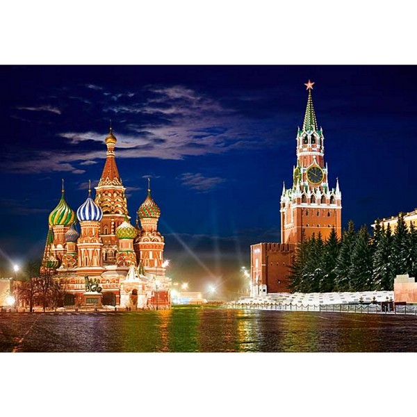 Puzzle 1000 pièces - La Place Rouge de Moscou la nuit - Castorland-101788