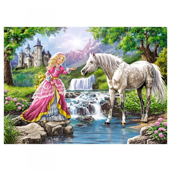 Puzzle 108 pièces : Demoiselle et son cheval - Castorland-010158