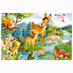 120 Teile Puzzle: Bambi und seine Mutter