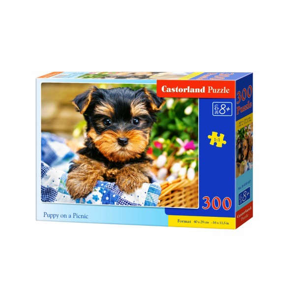 Puzzle 300 pièces : Puppy en pique-nique - Castorland-B-030187