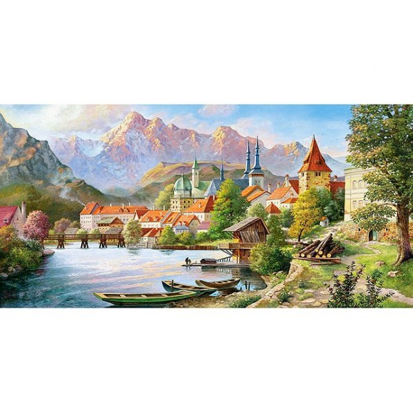 Puzzle 4000 pièces : Village à l'ombre de la montagne - Castorland-400058