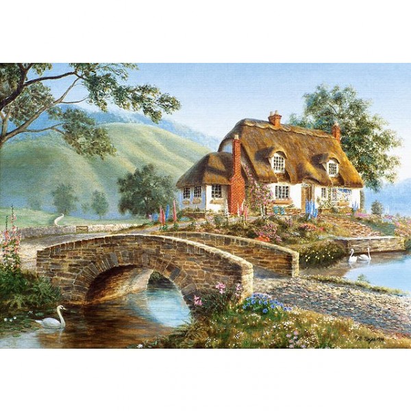 Puzzle 500 pièces : Cottage avec pont - Castorland-51694