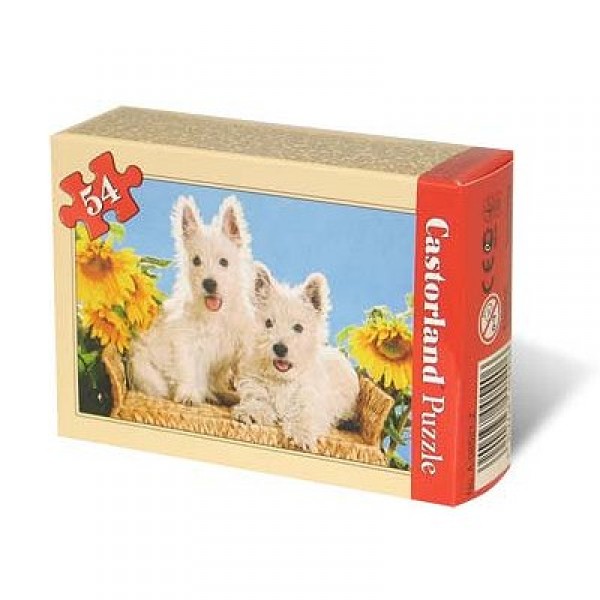 Puzzle 54 pièces - Mini puzzle  - Chiots blancs : Vive l'été ! - Castorland-08521Z-10