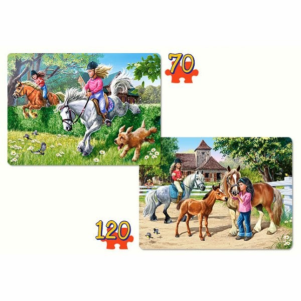 Puzzle 70 et 120 pièces : Au centre équestre - Castorland-021062