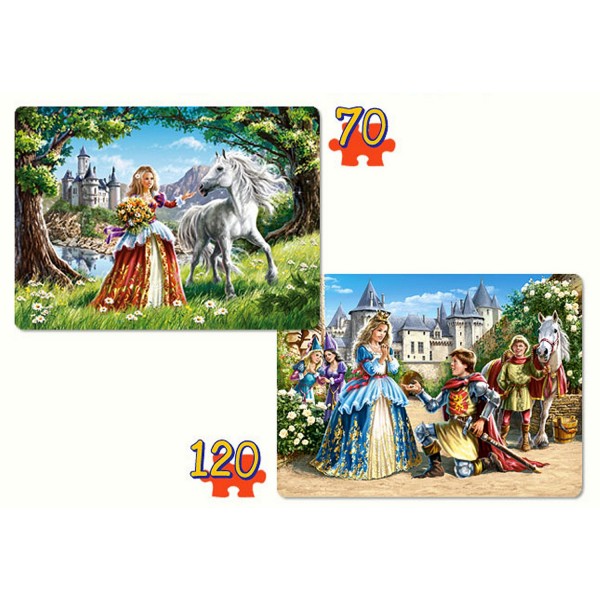 Puzzle 70 et 120 pièces : La princesse et son prince charmant - Castorland-021017