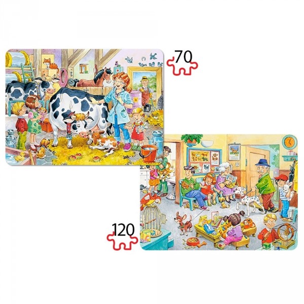 Puzzle 70 et 120 pièces : Les animaux et le docteur - Castorland-021154