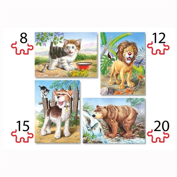 Puzzles de 8 à 20 pièces : 4 puzzles : Les animaux - Castorland-04287