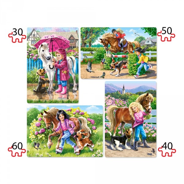 Puzzle évolutif 30 à 60 pièces : S'amuser avec les chevaux - Castorland-04430