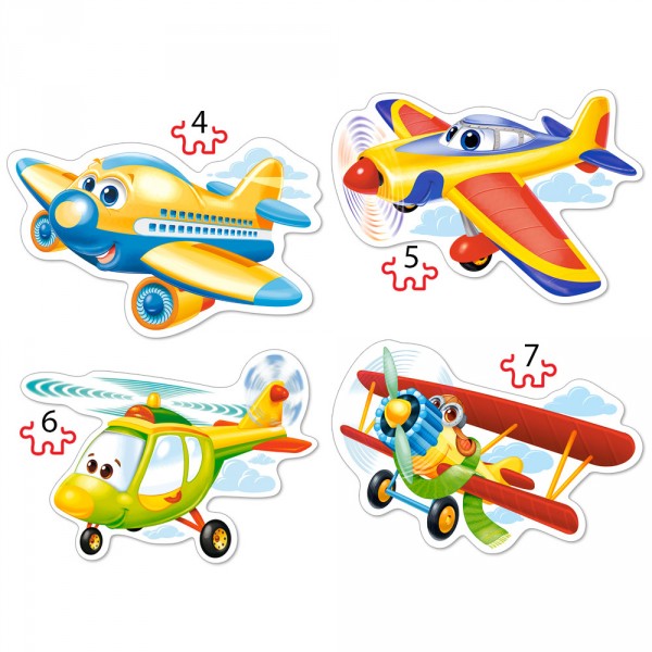 Puzzle évolutif 4 à 7 pièces : Avions rigolos - Castorland-04447-2