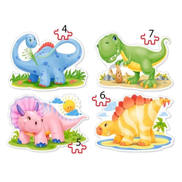 Puzzle évolutif 4 à 7 pièces : Bébés Dinosaures - Castorland-04386