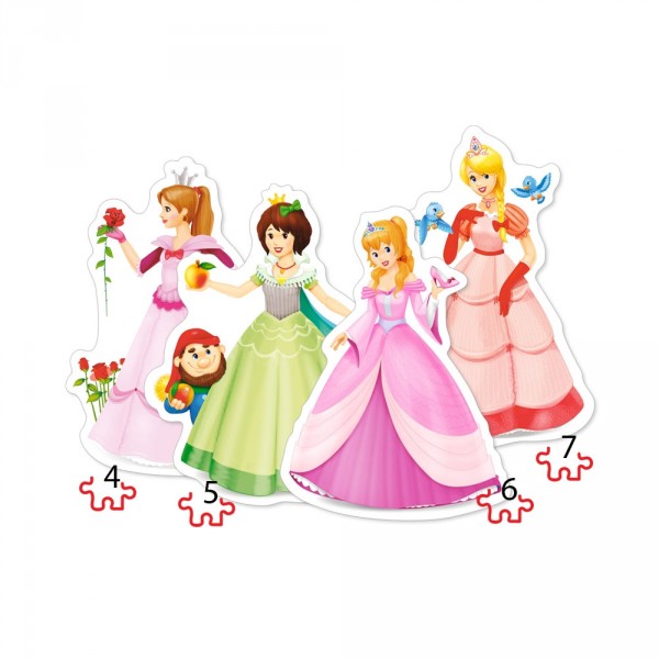 Puzzle évolutif 4 à 7 pièces : Jolies Princesses - Castorland-04409