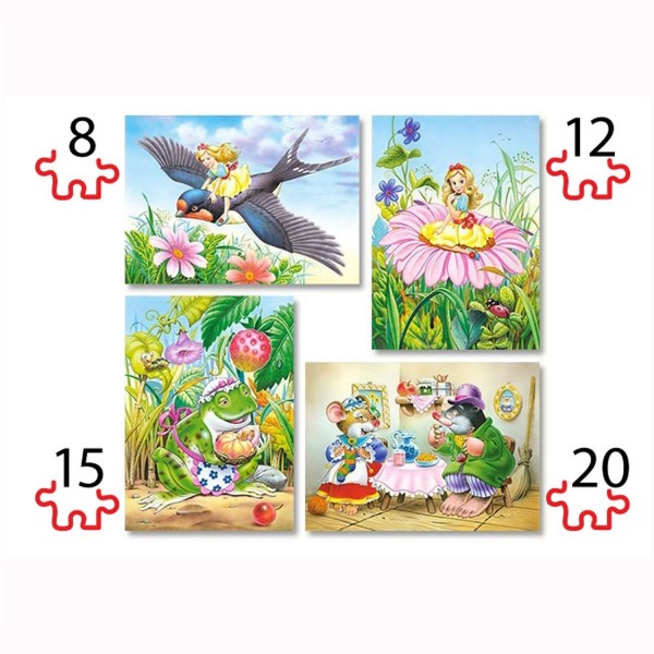 Puzzles de 8 à 20 pièces : 4 puzzles : Thumbelina, poucette - Castorland-04270