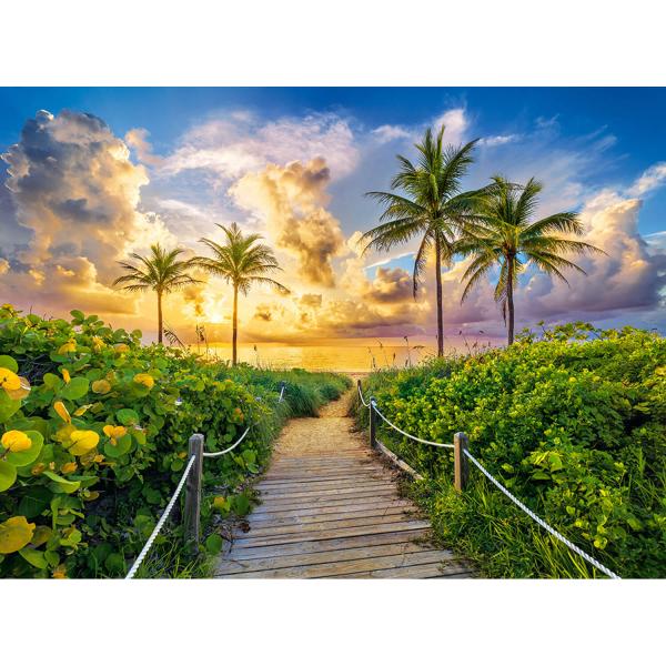 Puzzle 3000 pièces : Lever de soleil coloré à Miami, USA - Castorland-C-300617-2