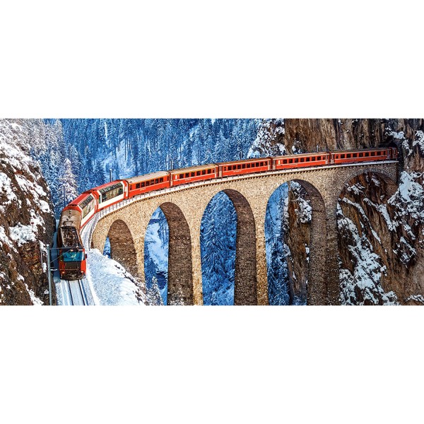 Puzzle 600 pièces : Viaduc de Landwasser, Alpes Suisses - Castorland-060016