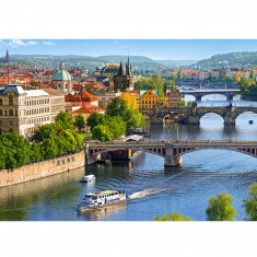 500 Teile Puzzle: Blick auf die Brücken, Prag