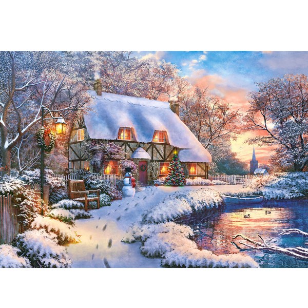 500 Teile Puzzle: Cottage im Winter - Castorland-B-53278