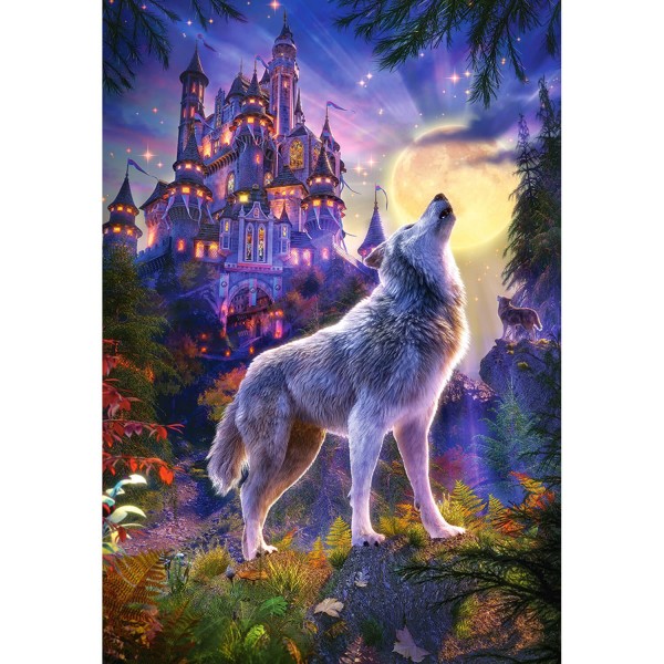 Puzzle 1000 pièces : Loup au pied du château - Castorland-104178-2