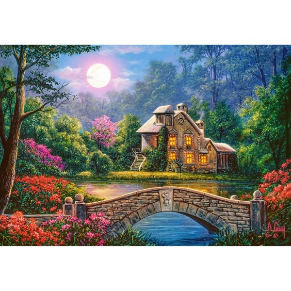 Puzzle 1000 pièces : Cottage sous la lune - Castorland-104208-2