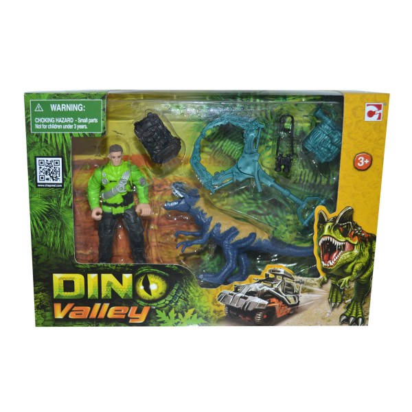 Coffret Dino Valley : Dinosaure bleu et figurine explorateur - ChapMei-520007-1