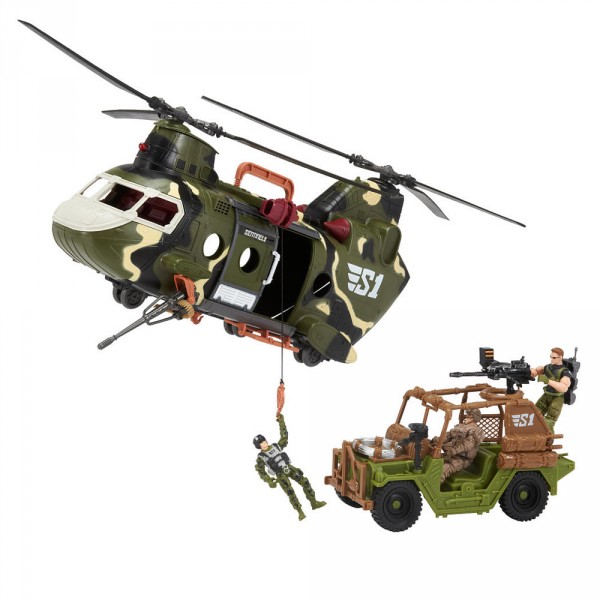 Hélicoptère Soldier Force VI Storm Heroes avec jeep et figurines - ChapMei-393066
