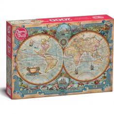 Puzzle 2000 pièces : Carte du monde des grandes découvertes