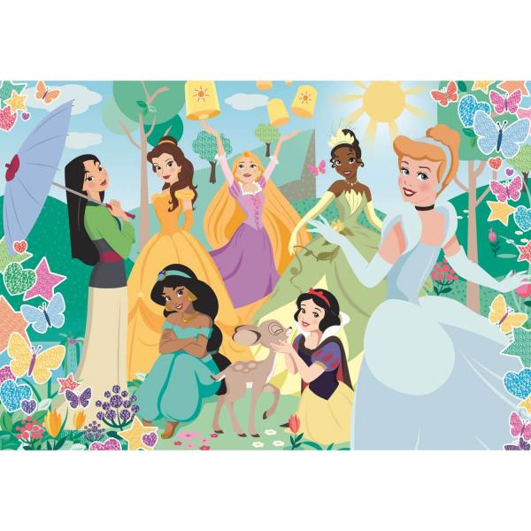Puzzle 104 pièces : Glitter : Princesses Disney  - Clementoni-20346