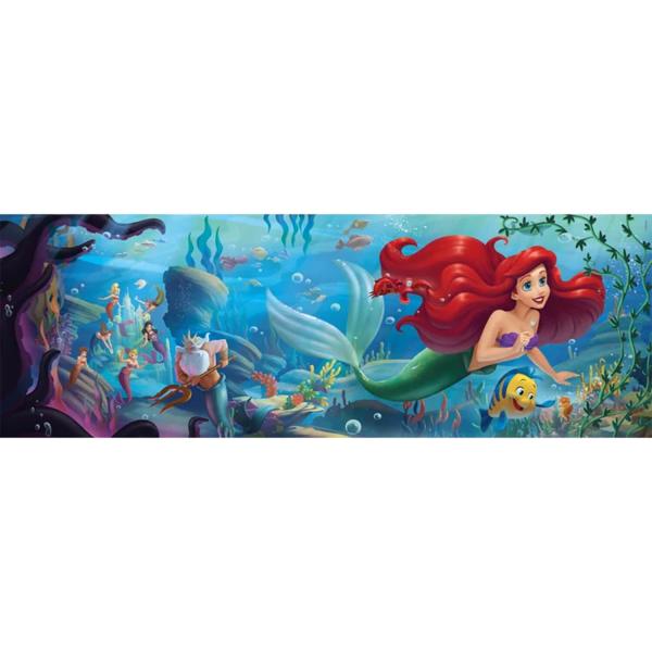 Puzzle 1000 pièces panoramique : Princesses Disney : La petite sirène - Clementoni-39658