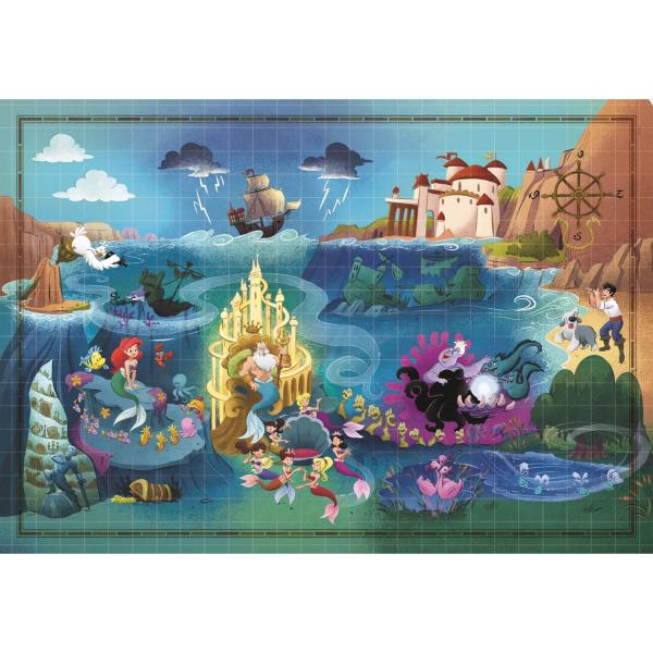 Puzzle 1000 pièces : Disney Story Maps : La Petite Sirène  - Clementoni-39664