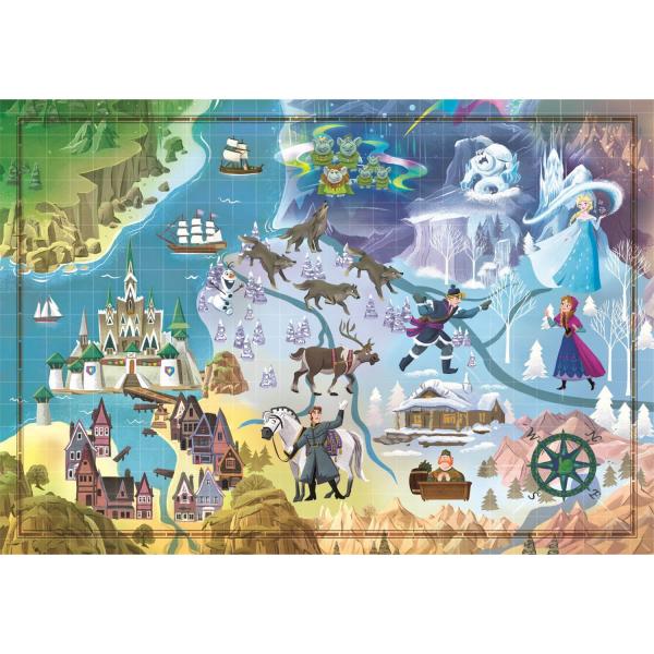 Puzzle 1000 pièces : Disney Story Maps : La Reine des Neiges - Clementoni-39666