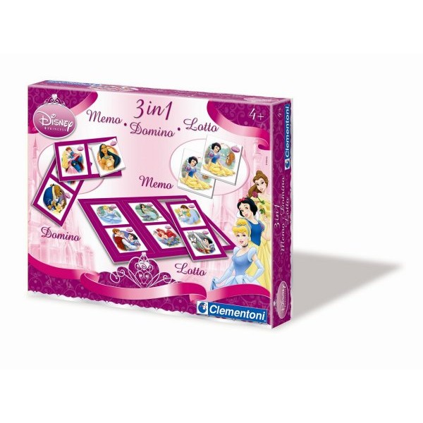 Coffret jeux 3 en 1 : Princesses Disney : Memo, Domino, Loto - Clementoni-12591