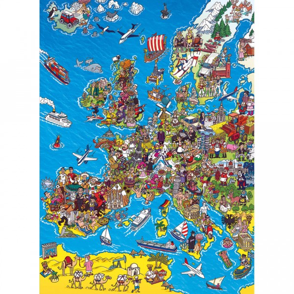 Puzzle 1000 pièces : Carte de l'Europe - Clementoni-39384