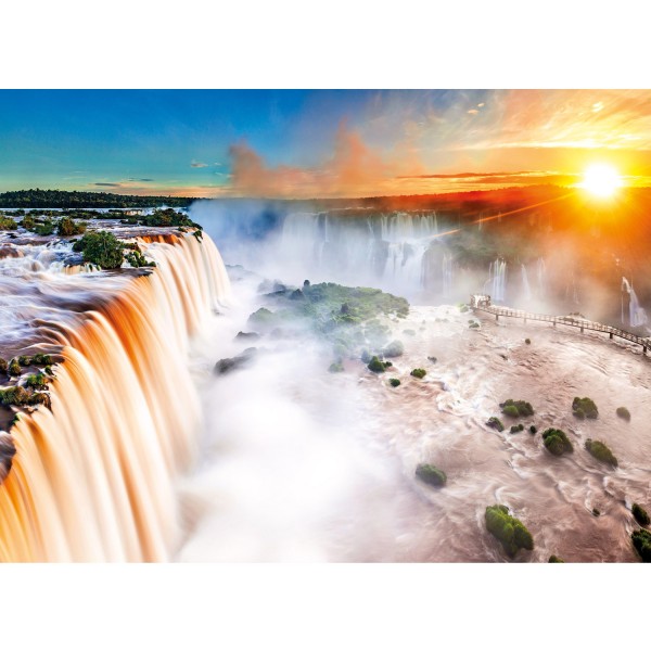 Puzzle 1000 pièces : Les chutes d'Iguazú au soleil couchant - Clementoni-39385