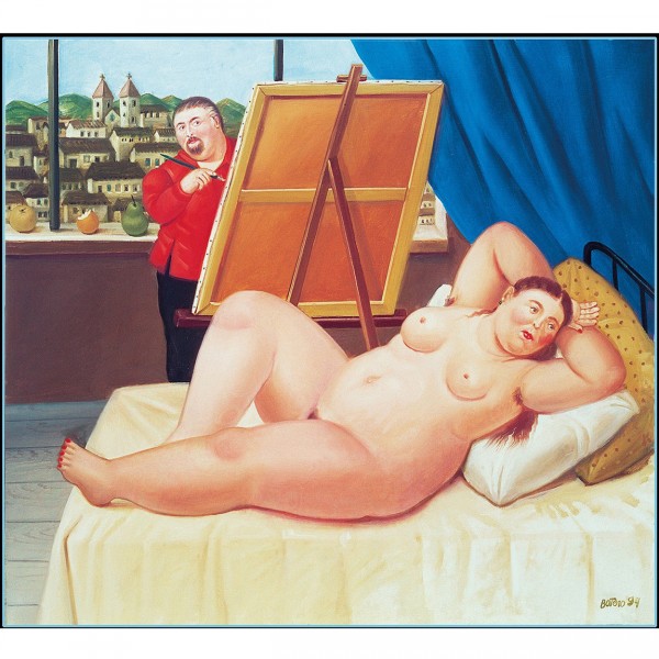 Puzzle 1000 pièces : Fernando Botero : Autoportrait avec modèle - Clementoni-39309