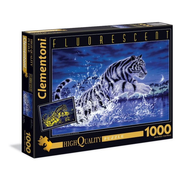 Puzzle 1000 pièces fluorescent : Le pouvoir de tigre - Clementoni-39354