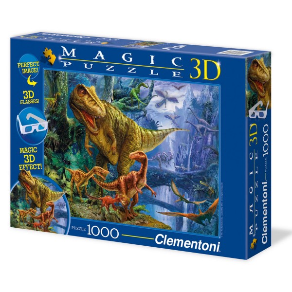 Puzzle 1000 pièces Magique 3 D : Vallée des dinosaures - Clementoni-39261