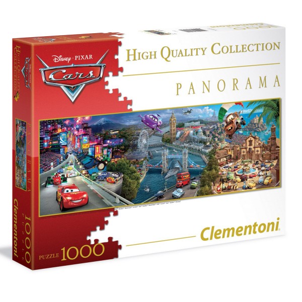 Puzzle 1000 pièces panoramique : Cars - Clementoni-39348